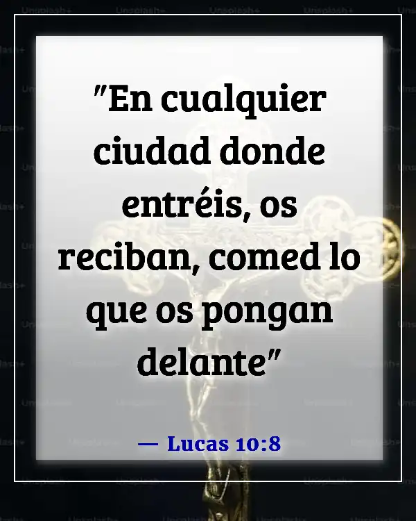 Versículos de la Biblia sobre dar la bienvenida a los visitantes en la iglesia (Lucas 10:8)