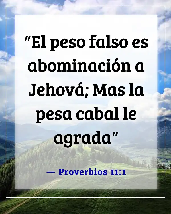 A verse from the Bible that talks about doing the right thing in Spanish can be translated as:

Versículo de la Biblia sobre hacer lo correcto (Proverbios 11:1)