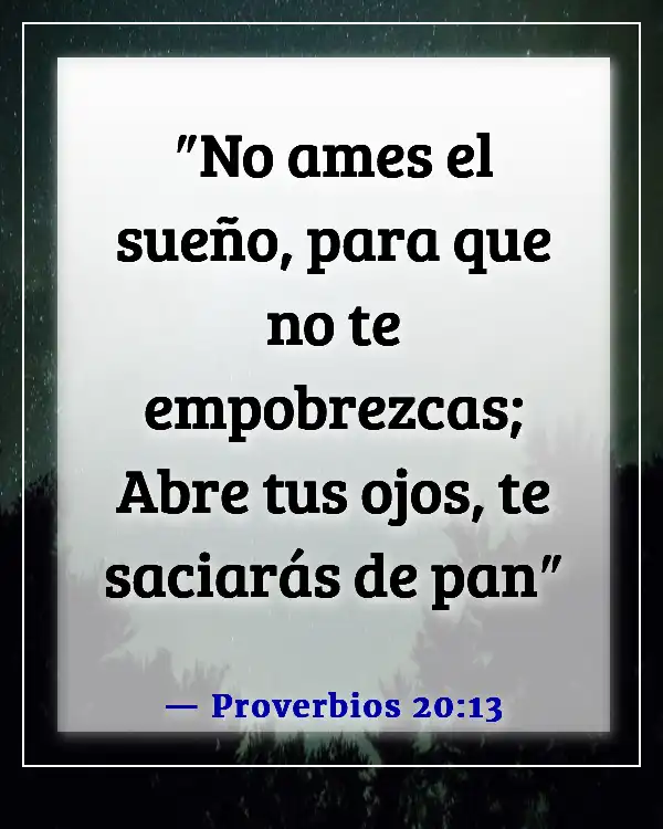 Versículos de la Biblia sobre el sueño y la pereza (Proverbios 20:13)